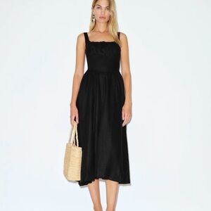 Reformation Balia Linen Dress In Black